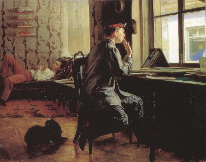 Ilya Repin Prepare of Exam china oil painting image